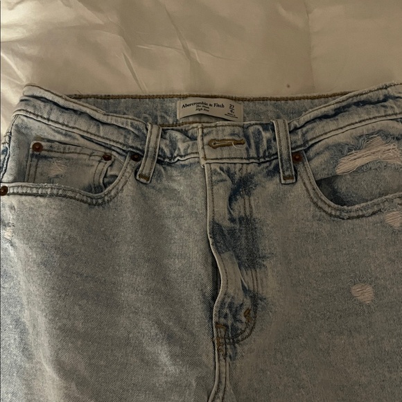 Abercrombie & Fitch Denim - Abercrombie Light Wash Distressed Jeans. The mom high rise.